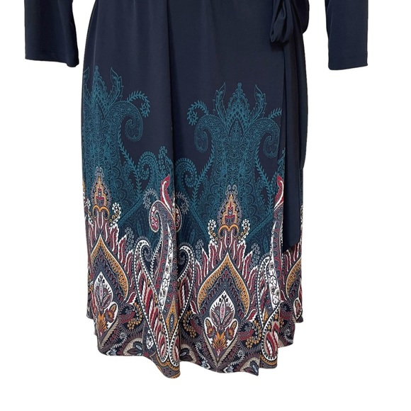 Banana Republic Factory Jersey Wrap Dress Size M Womens Blue Paisley Print - Picture 3 of 9